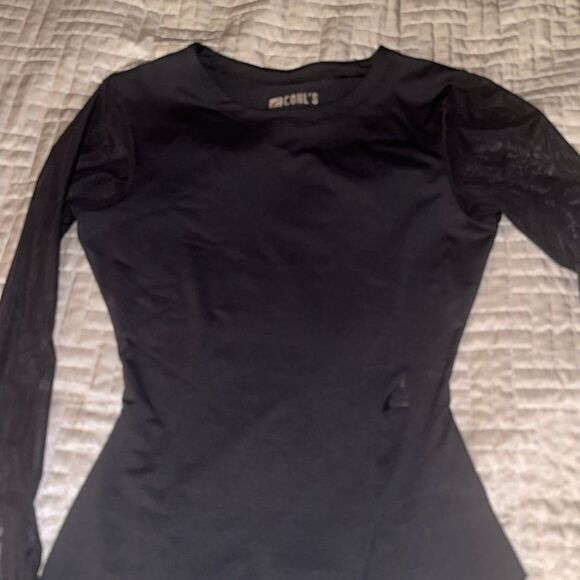 Black Asymmetrical Long Sleeve Bodysuit - Picture 2 of 5